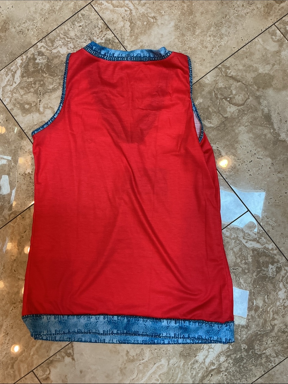 Patriotic Red Tank Top with Flag and 'America 250' - Picture 2 of 3